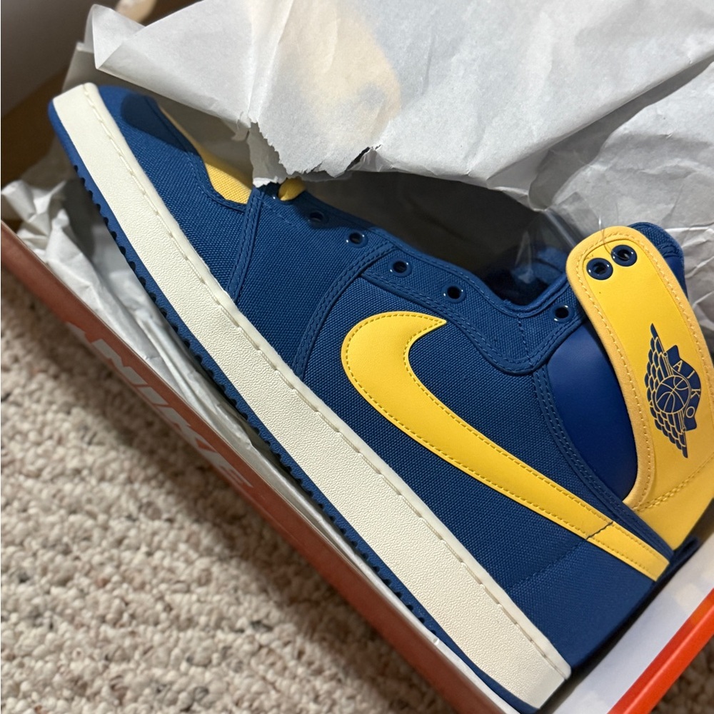 Jordan 1 Retro AJKO Nike Blue and Yellow Men's Shoes